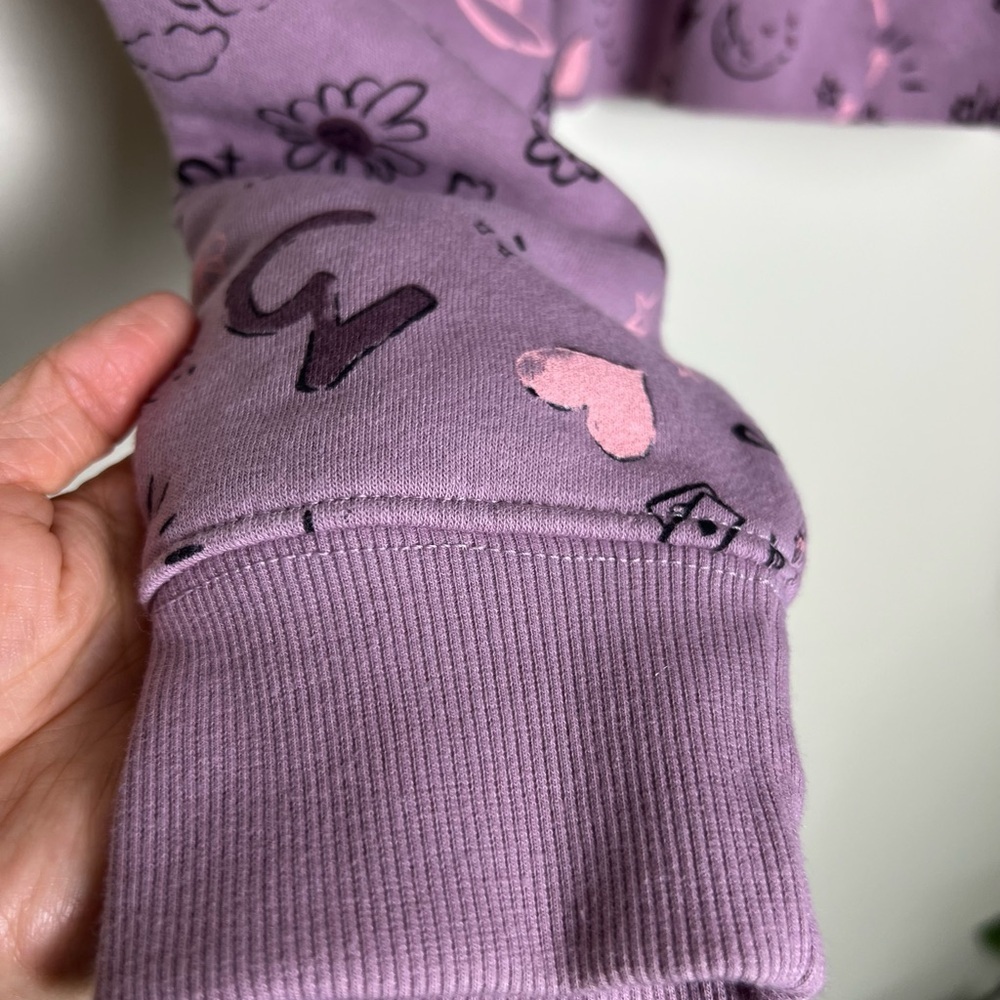 🛍️Wild Fable Women Lavender/Pink Graphic Hoody Fleece Cropped Casual Boxy Small - Picture 5 of 8